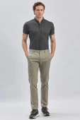 Koyu Bej Pamuklu Yandan Cepli Casual Slim Fit Chino Pantolon 1003240161 thumbnail 2