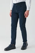 Lacivert Armürlü Pamuklu 5 Cepli Slim Fit Dar Kesim Casual Denim Pantolon 1023240157 thumbnail 3