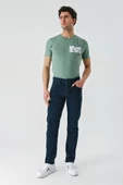 Koyu Lacivert Gabardin 5 Cepli Slim Fit Dar Kesim Casual Denim Jean Kot Pantolon 1023240150 - 4