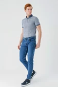 Koyu Mavi Gabardin 5 Cepli Slim Fit Dar Kesim Casual Denim Jean Kot Pantolon 1023240150 - 4