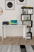 Moonlife Yakamoz Kitaplıklı Çalışma Masası Beyaz Siyah - 8