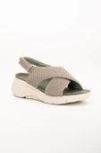 Keten Malzeme Faylon Haki Kadın Dolgu Taban Sandalet thumbnail 4