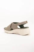 Keten Malzeme Faylon Haki Kadın Dolgu Taban Sandalet thumbnail 5