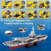Uçak Gemisi Lego Yapı Blokları Seti 546 Parça 6-8 Yaş Donanma Savaş Gemisi Modeli Kit - 6