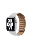 Apple Watch 7 6 5 4 3 2 Serisi 42 / 44 / 45 Uyumlu Baklalı Mıknatıslı Deri Kordon Kayış Kahve - 12