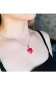 Mercan Taşı Kalp Kolye - Çelik Zincir ile Aşk ve Doğal Güzellik - 1