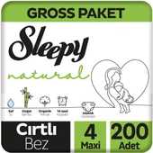Sleepy Natural Gross Paket Bebek Bezi 4 Numara Maxi 200 Adet thumbnail 1