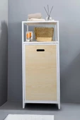 Digithome Metal Kirli Sepetli 2 Raflı Çok Amaçlı Banyo Düzenleyici Raf Organizer Akçaağaç – MRS-006 C1-1-369 - 4