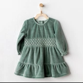 Kız Bebek Elbise Dress Velvet Cute Bear Friends AC25136 - 5