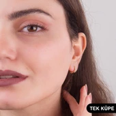 14 Ayar Taşlı Tek Altıgen Minik Halka Altın Küpe 0,76 gr - 3