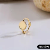 14 Ayar Modern Tek Minik Yuvarlak Halka Altın Küpe 0,50 gr - 1