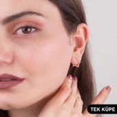 14 Ayar Taşlı Yıldız Tek Halka Altın Küpe 0,75 gr - 2