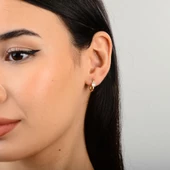 14 Ayar Modern Baget Tek Halka Altın Küpe 0,92 gr - 4