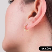 14 Ayar Taşlı Yıldız Tek Halka Altın Küpe 0,75 gr - 3