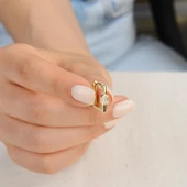 14 Ayar Modern Baget Tek Halka Altın Küpe 1,05 gr - 3