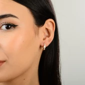 14 Ayar Modern Baget Tek Halka Altın Küpe 1,05 gr - 4