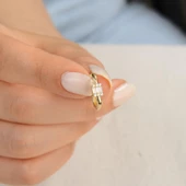 14 Ayar Modern Baget Tek Halka Altın Küpe 0,92 gr - 3