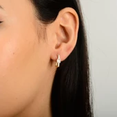 14 Ayar Modern Baget Tek Halka Altın Küpe 1,05 gr - 1