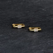 14 Ayar Modern Baget Tek Halka Altın Küpe 1,05 gr - 5