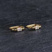 14 Ayar Modern Baget Tek Halka Altın Küpe 0,92 gr - 5