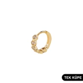 14 Ayar Altın Taşlı Tek Petek Halka Küpe 0,58 gr - 4