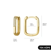 14 Ayar Modern Taşlı Tek Halka Altın Küpe 0,94 gr - 2