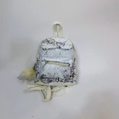 Fiyra crn Beyaz Pullu Kız Çocuk Sırt Çantası (16cmx20cmx10cm) - 7