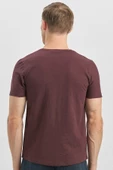 Mürdüm Baskılı Bez Ayağı Bisiklet Yaka Cepli %100 Pamuk Slim Fit Dar Kesim Tişört 1011240182 - 6