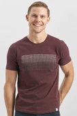 Mürdüm Baskılı Bez Ayağı Bisiklet Yaka Cepli %100 Pamuk Slim Fit Dar Kesim Tişört 1011240182 - 3