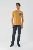 Hardal Baskılı Bez Ayağı Bisiklet Yaka %100 Pamuk Casual Slim Fit Dar Kesim Tişört 1011240169 - 4