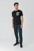 Siyah Baskılı Bez Ayağı Bisiklet Yaka %100 Pamuk Casual Slim Fit Dar Kesim Tişört 1011240169 - 6