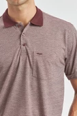 Bordo Kısa Kol Kendinden Desenli Jakarlı Polo Yaka Classic Comfort Fit Tişört 1011240190 thumbnail 5