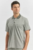 Yeşil Kısa Kol Kendinden Desenli Jakarlı Polo Yaka Classic Comfort Fit Tişört 1011240190 - 1