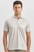 Bej Kısa Kol Kendinden Desenli Suprem Polo Yaka Classic Comfort Fit Tişört 1011240191 - 3