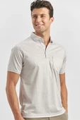 Bej Kısa Kol Kendinden Desenli Suprem Polo Yaka Classic Comfort Fit Tişört 1011240191 - 2