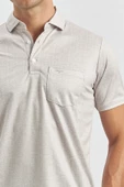 Bej Kısa Kol Kendinden Desenli Suprem Polo Yaka Classic Comfort Fit Tişört 1011240191 - 5
