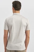 Bej Kısa Kol Kendinden Desenli Suprem Polo Yaka Classic Comfort Fit Tişört 1011240191 - 6