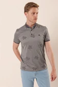 Siyah Kısa Kollu Baskılı Örme Pamuklu Casual Slim Fit Dar Kesim T-Shirt 1011230173 thumbnail 4