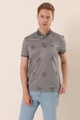 Siyah Kısa Kollu Baskılı Örme Pamuklu Casual Slim Fit Dar Kesim T-Shirt 1011230173 thumbnail 3