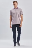 Lila Desenli Jakarlı Polo Yaka Cepli Garnili Pamuklu Comfort Fit Rahat Kesim Tişört 1011240184 thumbnail 1