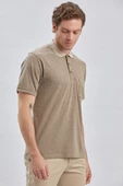 Taş Rengi Desenli Jakarlı Polo Yaka Cepli Klasik Comfort Fit Rahat Kesim Tişört 1011240172 thumbnail 4