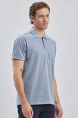 Koyu Mavi Desenli Jakarlı Polo Yaka Cepli Klasik Comfort Fit Rahat Kesim Tişört 1011240170 thumbnail 2