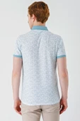 Açık Yeşil Baskılı Jakarlı Düğmeli Yaka Cepli Casual Slim Fit Dar Kesim Tişört 1011240173 - 7