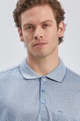 Koyu Mavi Desenli Jakarlı Polo Yaka Cepli Klasik Comfort Fit Rahat Kesim Tişört 1011240170 thumbnail 6