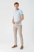 Açık Yeşil Baskılı Jakarlı Düğmeli Yaka Cepli Casual Slim Fit Dar Kesim Tişört 1011240173 - 4
