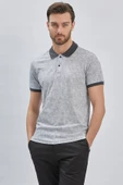 Koyu Antrasit Baskılı Pike Polo Yaka Pamuklu Likralı Casual Slim Fit Dar Kesim Tişört 1011240158 thumbnail 4