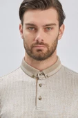 Bej Desenli Merserize Düğmeli Yaka Pamuklu Casual Slim Fit Dar Kesim Tişört 1011240161 thumbnail 5