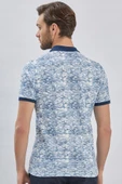 Lacivert Baskılı Pike Polo Yaka Garnili %100 Pamuk Casual Slim Fit Dar Kesim Tişört 1011240157 thumbnail 6