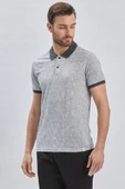 Koyu Antrasit Baskılı Pike Polo Yaka Pamuklu Likralı Casual Slim Fit Dar Kesim Tişört 1011240158 thumbnail 3