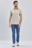 Koyu Vizon Baskılı Pike Polo Yaka Pamuklu Likralı Casual Slim Fit Dar Kesim Tişört 1011240158 thumbnail 1